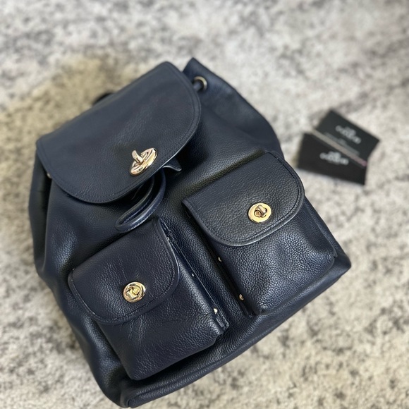 Coach Turnlock Backpack - Navy Blue - Picture 12 of 12